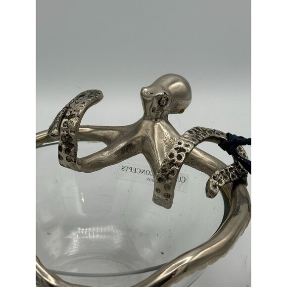 Culinary Concepts London Silver Plated Octopus Embedded Clear Bowl With Tags - Picture 15 of 15